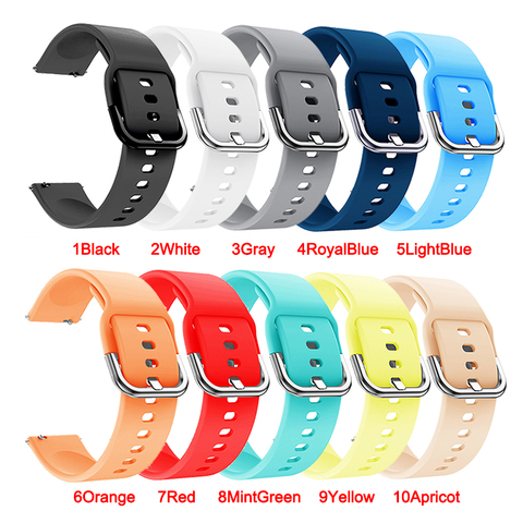 Bracelet en Silicone souple, 20mm 22mm, pour Samsung Galaxy Watch 42mm Active2 40mm, pour Huami Amazfit 3 41 45mm ► Photo 1/6