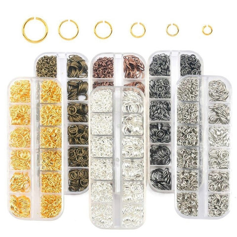 1050 pièces 0.7mm plaqué couleur ouvert sauter anneaux mélangés 4mm 5mm 6mm 7mm 8mm 10mm fer fendu anneaux pour bijoux à bricoler soi-même faisant 6 couleurs ► Photo 1/6