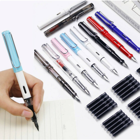 Coloré de luxe fontaine pen set EF encre stylo En Plastique corps pour l'écriture Signature Stylo Bureau de L'école Supplie Caneta Papeterie 03855 ► Photo 1/6