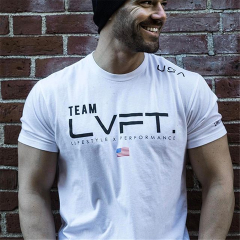 Nouvelle marque vêtements Fitness en cours d'exécution T-Shirt hommes T-Shirt col rond coton musculation Sport dessus de chemise gymnase hommes T-Shirt ► Photo 1/6