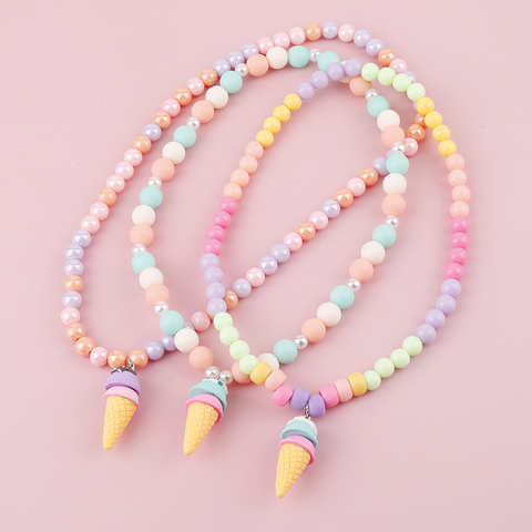 Makersland – colliers en résine perlée pour filles, pendentif crème glacée, couleur bonbon, dessin animé, bijoux mignons, cadeaux de noël ► Photo 1/6