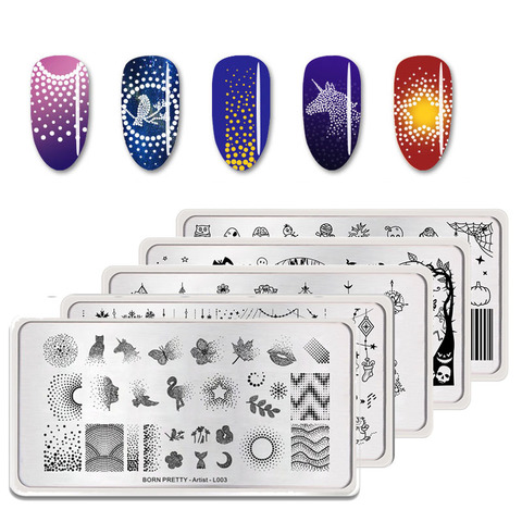 NÉS JOLIE Ongles Estampage Plaques Flamingo pochoir pour ongles Mandala Feuille D'érable Timbre Nail art Stamp Image de ► Photo 1/6