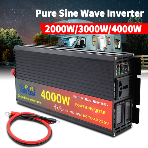 Onduleur solaire à onde sinusoïdale pure 2000/3000/4000W, convertisseur de tension 12v vers 220v AC, pour voiture ► Photo 1/6