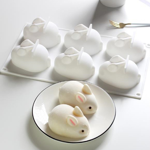 Moules de décoration de gâteaux 3D en Silicone en lapin de pâques, 6 formes en Silicone pour cuire des pâtisseries et des desserts ► Photo 1/6