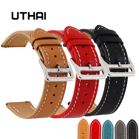 UTHAI-bracelet Z25 en cuir hermès, en cuir de veau, 20mm, 22mm, haut de gamme, 18/24mm, pour Samsung gear S3, 22mm ► Photo 1/6