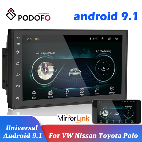 Podofo – Autoradio 2 DIN avec GPS et lecteur multimédia universel Android, appareil de navigation audio pour Volkswagen, Nissan, Hyundai, Kia, Toyota, 2.5 D, 7 pouces ► Photo 1/6