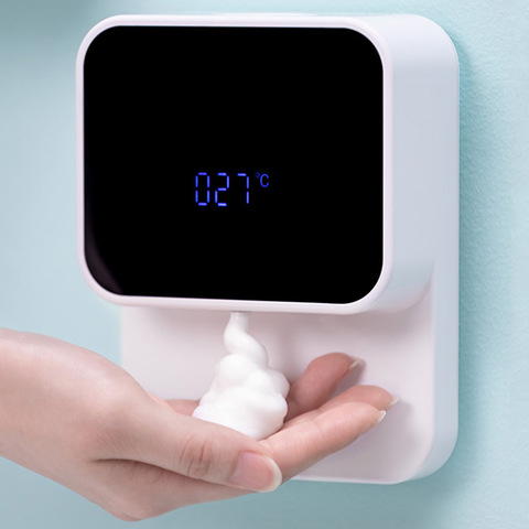 Distributeur de savon automatique USB mural 280ml laveuse à main à Induction intelligente LED affichage de la température distributeur de savon en mousse ► Photo 1/6