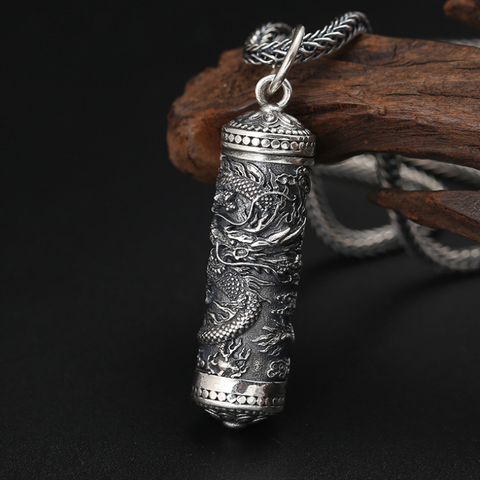 Pendentif Dragon en argent pur S925, pendentif de style chinois, boîte Gawu, pendentif hommes et femmes ► Photo 1/6