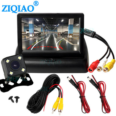 ZIQIAO – moniteur LCD pliable pour voiture, 4.3 pouces, TFT, caméra de recul dynamique pour stationnement ► Photo 1/6