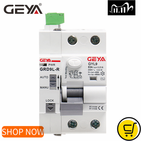 GEYA-relocalisateur RCCB, GRD9L, avec 4 modules de commande, disjoncteur de courant résiduel intelligent 2P 40a 63a 0.03A 0.3A 1a RCD ELCB ► Photo 1/6