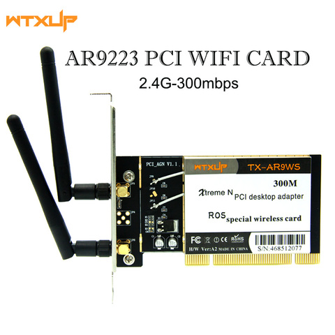 Atheros – adaptateur réseau wi-fi sans fil AR9223 PCI 300M, pour ordinateur de bureau, avec 2 antennes ► Photo 1/6