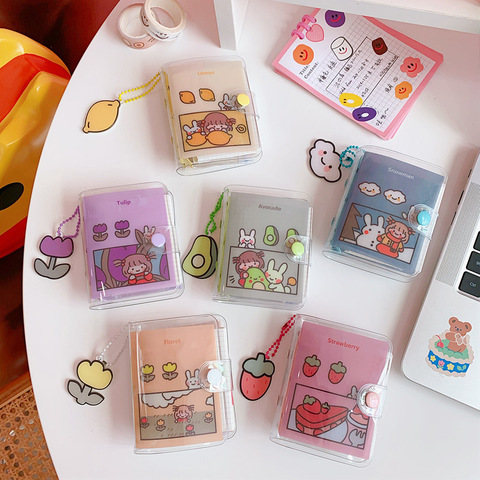 Mignon Transparent Mini cahier à feuilles mobiles créatif Portable poche main livre 3 anneaux reliure Kawaii fournitures scolaires papeterie ► Photo 1/6