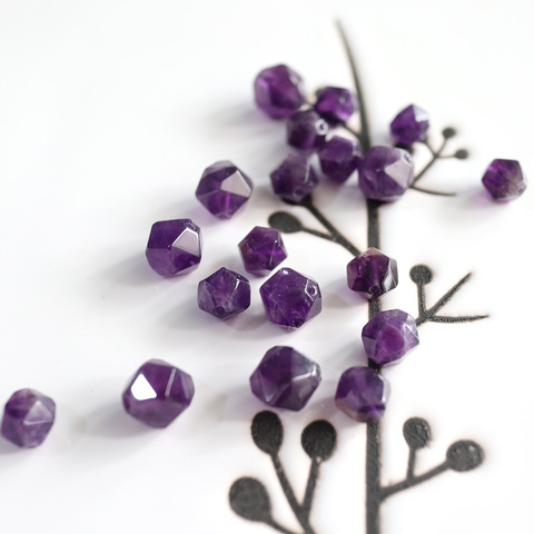 Lot de 10 pierres naturelles violettes, quartz rose, obsidienne dorée, œil de tigre doré, perles amples à facettes, fabrication de bijoux DIY pour femmes ► Photo 1/3