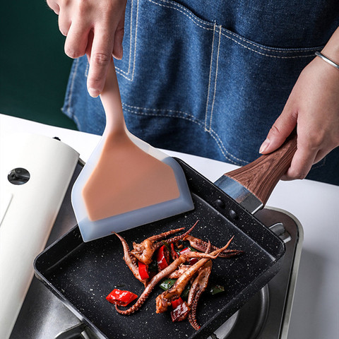 Poêle à frire en Silicone antiadhésif | Poêle à Nougat haute température résistante à la pelle spéciale pelle épaisse pour brûler les œufs, spatule à frire ► Photo 1/6