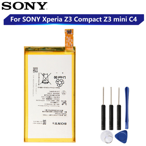Batterie de remplacement d'origine pour SONY Xperia Z3 Compact Z3 mini C4 M55W D5833 D5803 SO-02G Z3 MINI LIS1561ERPC véritable 2600mAh ► Photo 1/6