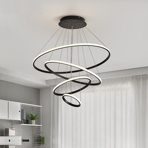 Lustres LED modernes pour salon salle à manger chambre 3/4/5 anneau rond intérieur suspension lumière pendentif lampe cercle luminaire ► Photo 1/6