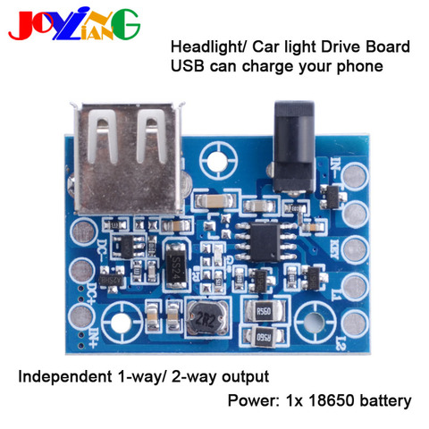 JYL5001 – carte de conduite de phare LED, 1 pièce, carte de Circuit imprimé de batterie x18650, chargement USB vers téléphone portable, pièces de phares T6/ U2/ Q5 ► Photo 1/3