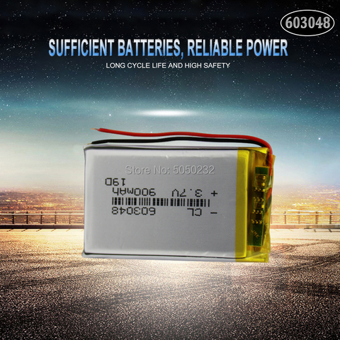 Batterie Lithium-polymère Rechargeable 3.7, 900 V, 603048 mAh, li-po li-ion, pour batterie externe, DVD, GPS, PDA, PSP, lumière LED, 1 pièce ► Photo 1/5