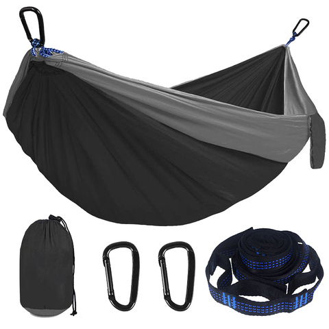 Hamac de Camping Double hamac léger simple avec cordes suspendues pour sac à dos randonnée voyage plage jardin ► Photo 1/6