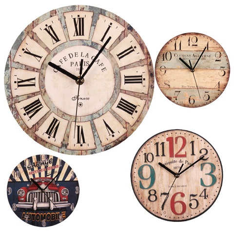 Horloges murales en bois, Design bref, décoration murale silencieuse pour maison, café, bureau, pour la cuisine, grand format, 23cm ► Photo 1/6