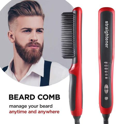 Lisseur à barbe pour hommes, peigne chauffant, brosse à cheveux, multifonctionnel, fer à lisser ► Photo 1/6