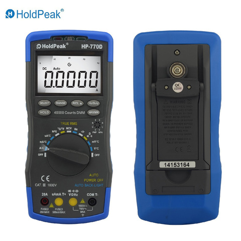 HoldPeak – multimètre numérique HP-770D, testeur de fréquence/température, gamme automatique, True RMS, sac de transport ► Photo 1/5