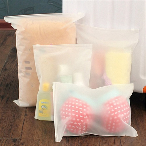 Sac de rangement 3 pièces, mat Transparent, en plastique, sacs de voyage, Zip Lock pochette d'emballage pour vêtements sacs à fermeture éclair organisateur de vêtements chaussures 3 tailles ► Photo 1/6