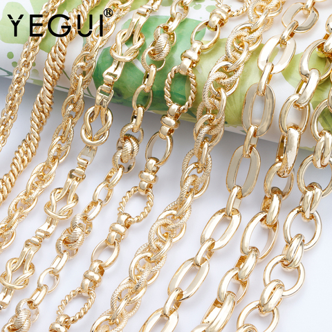 YEGUI – chaîne plaquée or 18k, 0.3microns, faite à la main, en métal cuivre, breloques, pour la fabrication de bijoux, bracelet et collier, diy, C172, 1 m/lot ► Photo 1/6