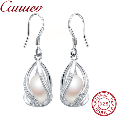 Cauuev – boucles d'oreilles pendantes en argent Sterling 925 pour femme, bijoux en perle d'eau douce naturelle, Anti-allergie, Cage à faire soi-même, 2022 ► Photo 1/6