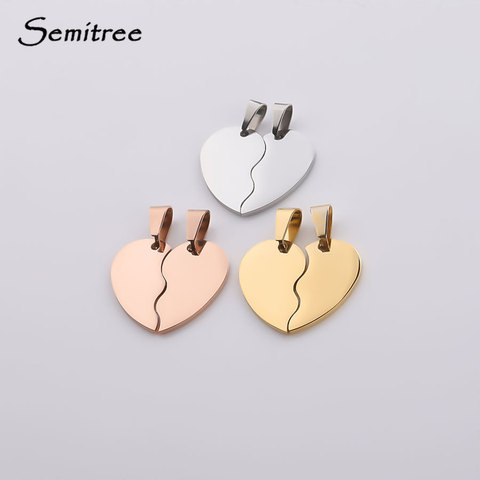 Semitree 2 pièces/ensemble mode Couple collier pendentif en acier inoxydable coeur brisé Bracelet breloques pendentifs pour la fabrication de bijoux en vrac ► Photo 1/5