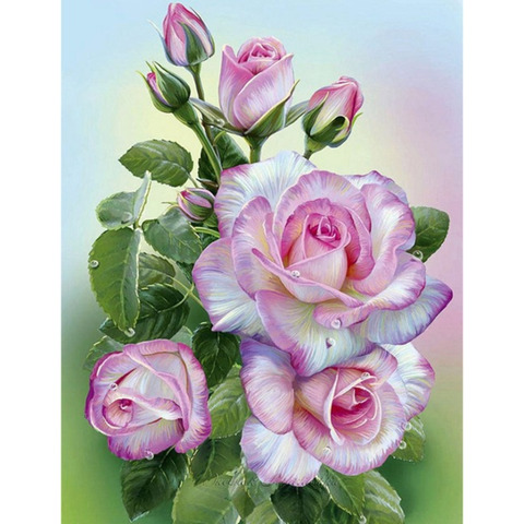 Kits de fleurs roses 11CT pour bricolage, broderie, point de croix, ensemble artisanal, toile imprimée, fil de coton, décoration de la maison ► Photo 1/6