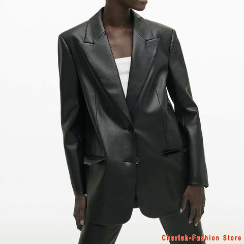 Blouson Long en similicuir PU femme, vêtement d'extérieur, costume, 2022 ► Photo 1/6