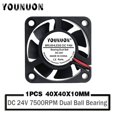 1 pièce YOUNUON DC 24V 40x40x10mm double roulement à billes Mini petite imprimante cc 3D refroidissement 40mm 4010 refroidisseur ventilateur ► Photo 1/6