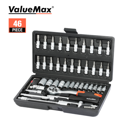 ValueMax ensembles d'outils à main Kit d'outils de réparation de voiture ensemble boîte à outils mécaniques pour la maison 1/4 pouces jeu de clés à douille Kit de tournevis à cliquet ► Photo 1/6