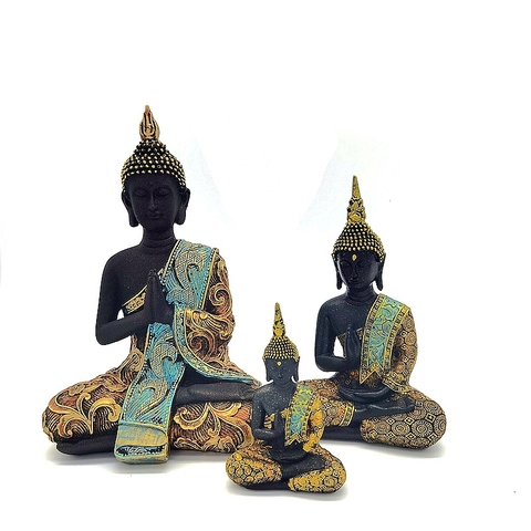 Décoration de la maison bouddha Statue fait à la main résine verte thaïlande bouddha Sculpture bouddhisme hindou Fengshui Figurine méditation ► Photo 1/6