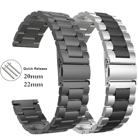 20 22mm bracelet de montre pour engrenage S3 S2 boucle bracelet en acier inoxydable pour montre galaxie 3 41 45mm pour Amazfit Bip Huawei GT bracelet de Sport ► Photo 1/6