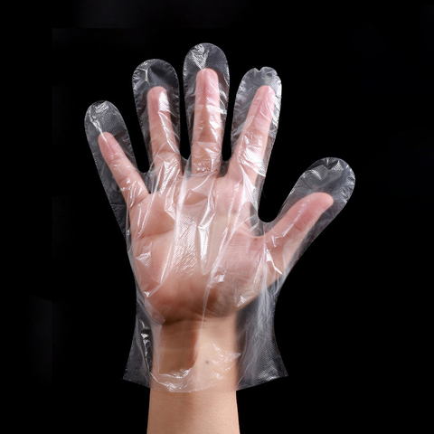 50/100 pièces gants jetables gants en plastique Transparent pour la cuisine BBQ cuisine vaisselle gants ménage nettoyage gant ► Photo 1/6