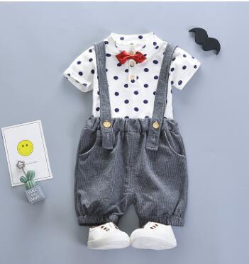 Ensemble de vêtements d'été pour garçons, t-shirt en coton + pantalon court, survêtements 2pce pour bébés garçons, combinaisons de sport pour nourrissons ► Photo 1/4