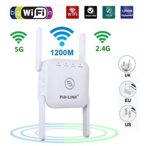 Répéteur Wifi 2.4/5 ghz sans fil, 1200 mbps, longue portée, amplificateur de Signal, extension ► Photo 1/6