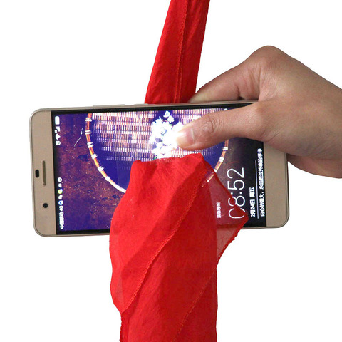 Foulard en soie pour les magiciens, écharpe à travers le téléphone, gros plan, accessoire magique, jouets, outils de scène ► Photo 1/4