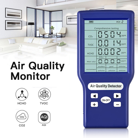 Moniteur numérique LCD de qualité de l'air, détecteur de formaldéhyde HCHO TVOC CO2, testeur de précision, auto-surveillance, testeur d'air domestique d'intérieur ► Photo 1/6