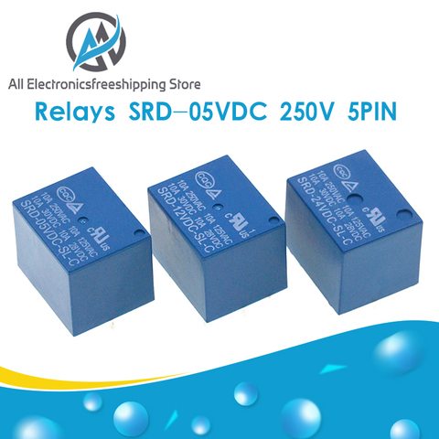 Relais SRD-05VDC-SL-C SRD-12VDC-SL-C SRD-24VDC-SL-C SRD-48VDC-SL-C 5 Broches DC 5V 12V 24V 48V 10A 250VAC 5PIN Relais De Puissance ► Photo 1/6