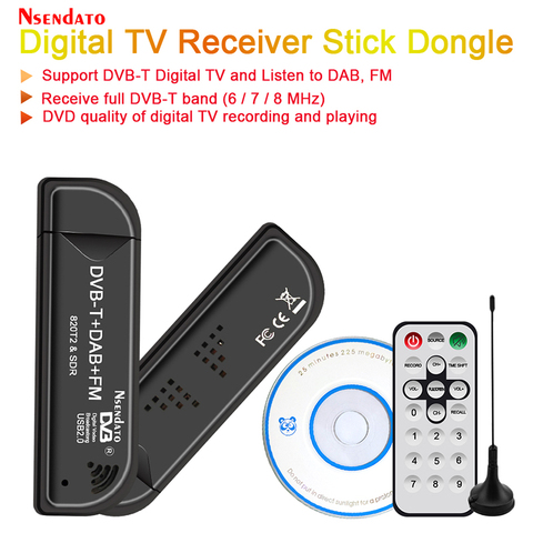 USB2.0 DAB Radio FM DVB-T RTL2832U R820T2 RTL SDR bâton de télévision Dongle numérique USB TV HDTV Tuner récepteur IR télécommande avec antenne ► Photo 1/6