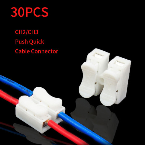 30/50/100 pièces CH2 CH3 D'épissure Rapide Serrure Fil Connecteurs 2/3 Broches Bornes De Câbles Électriques Pour Facile En Toute Sécurité D'épissage En Fils LED ► Photo 1/6