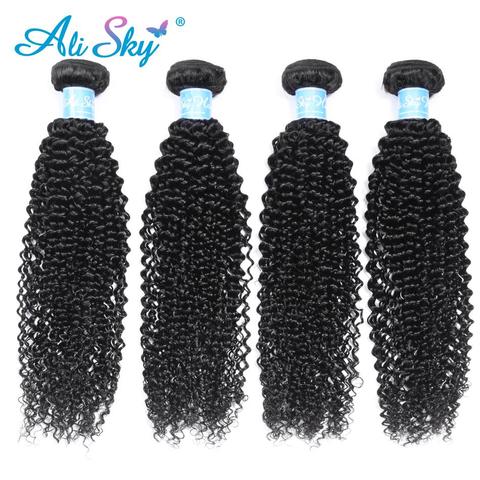 Alisky cheveux Afro crépus bouclés paquets brésilien tissage cheveux humains paquets Remy cheveux Extensions de cheveux naturels cheveux humains 1/3/4 pièces ► Photo 1/6