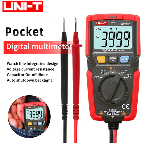 Multimètre numérique de poche UNI-T UT125C, Diode de fréquence, Test NCV, affichage basse tension, ligne de compteur intégrée ► Photo 1/6