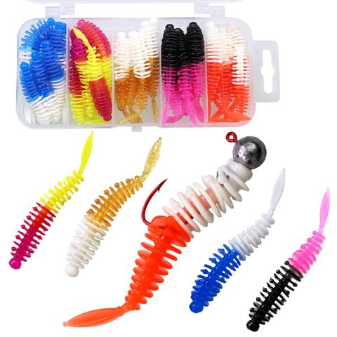 10 pièces/30 pièces Leurres De Pêche Doux 5.7cm 1.3g Silicone Doux Ver Appâts D'eau Salée D'eau Douce Artificielle Appâts Mous Basse pesca Matériel ► Photo 1/6