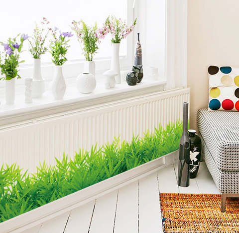 Autocollants muraux 3D en PVC d'herbe verte fraîche, décoration de panneau de base, pour salon, chambre à coucher, cuisine, pépinière, balcon pour la maison ► Photo 1/6