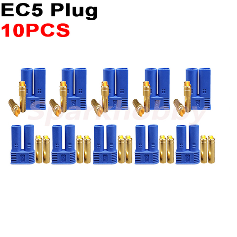 10 pièces EC5 5mm fiche banane mâle femelle plaqué or balle 100A connecteur à courant élevé avec gaine de boîtier pour batterie RC LIPO ► Photo 1/6