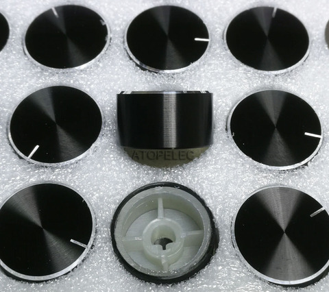 Potentiomètre d'amplificateur CD DAC en aluminium, 24mm x 13mm, bouton de Volume, arbre de Type D de 6mm, haute qualité, couleur noir/argent ► Photo 1/1